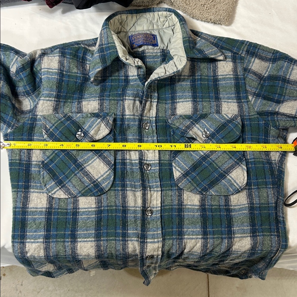 Vintage 1970’s Pendleton Pure Virgin Wool Blue Green Flannel‎ Button Up Shirt - Picture 5 of 5